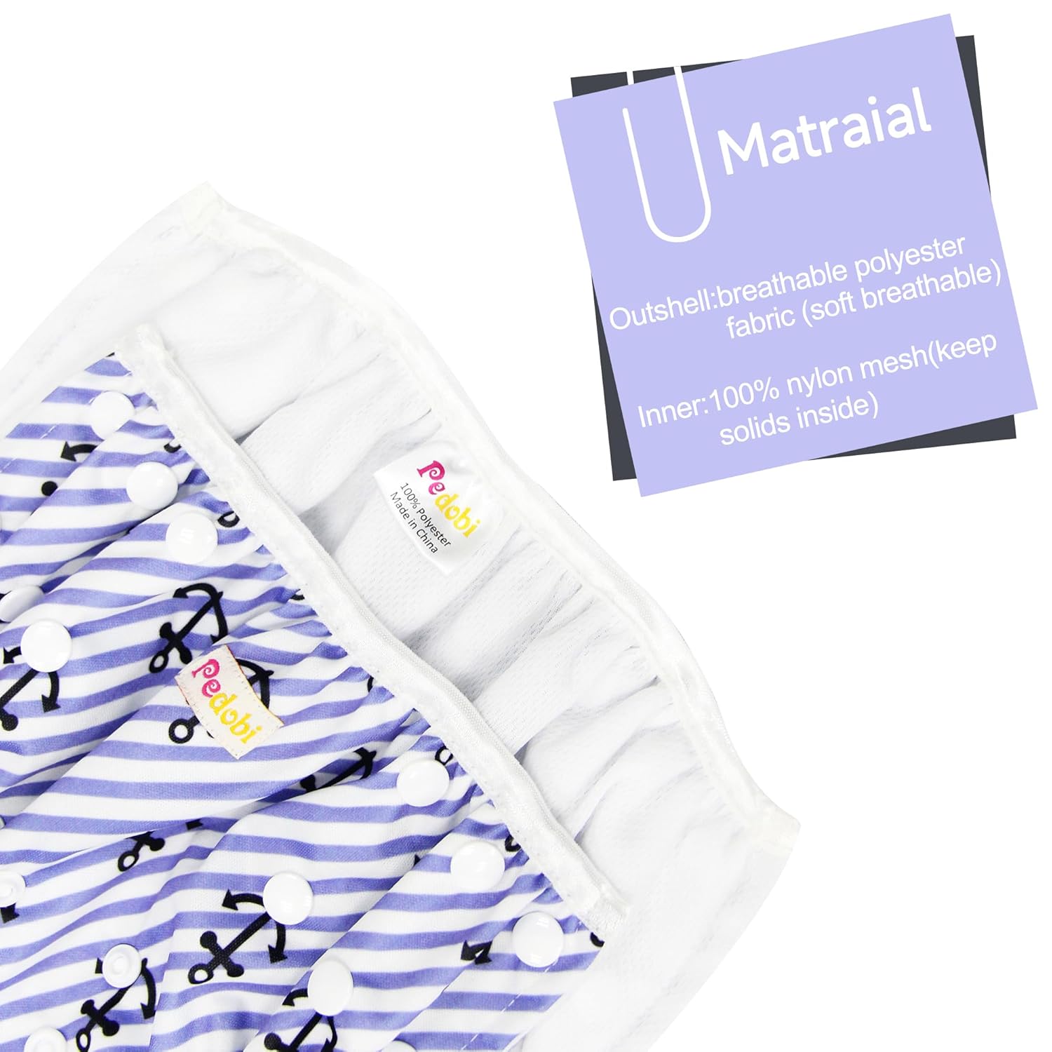 Reusable Baby Swim Diapers, Adjustable Diaper Swim for Toddlers 9 Months - 3 Years Old, 3 Pack for Swimming Lessons (Anchor, Large)